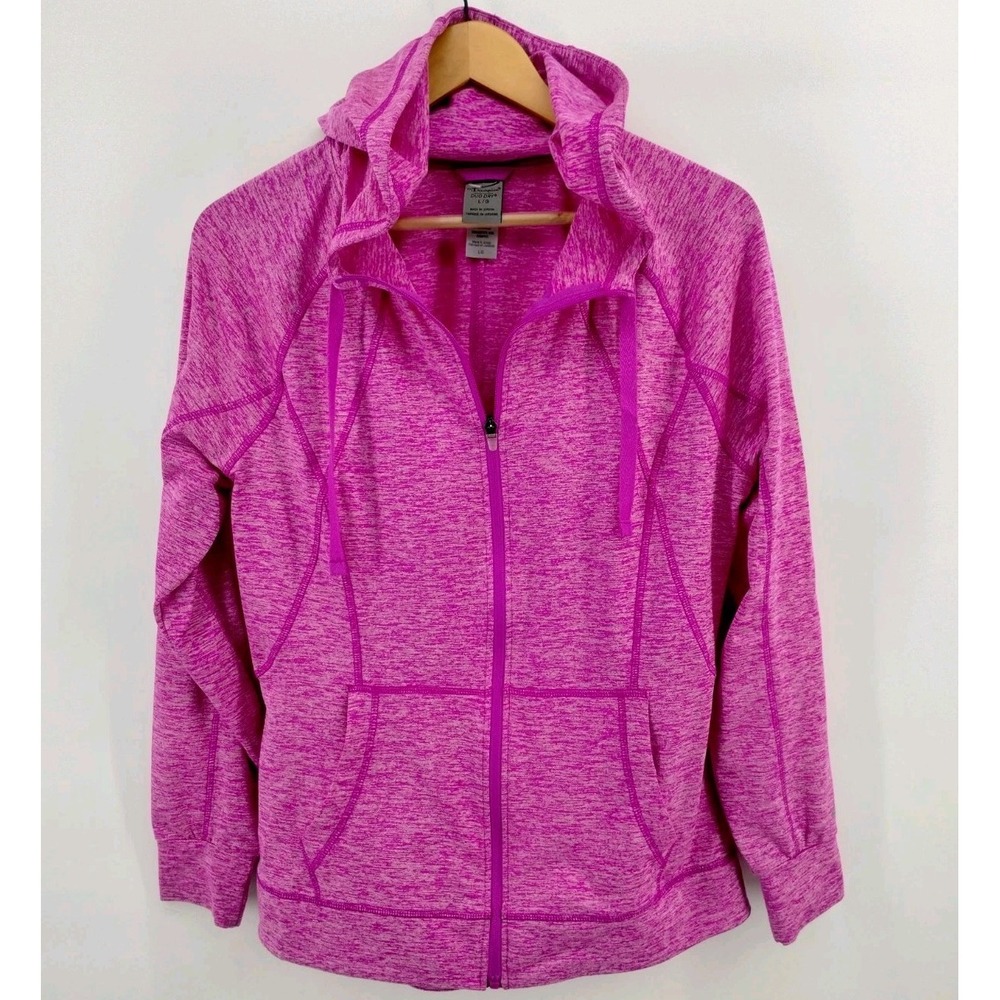 Champion Full Zip Performance Hoodie Jacket Women's Size Large Pink Yoga Workout